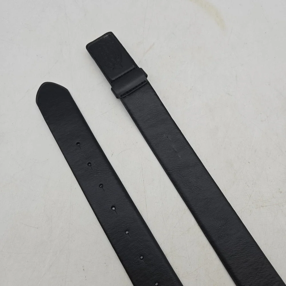 Dickies Belt Black Genuine Leather Mens 34 Spellout Buckle NWOT